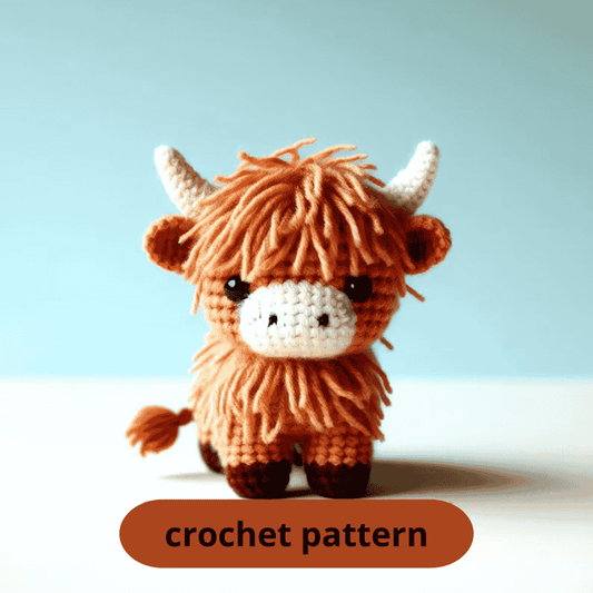 Small Highland Cow Crochet Pattern bébé animal amigurumi avec ebook PDF au crochet, modèle de jouet pour enfants au crochet pour débutants