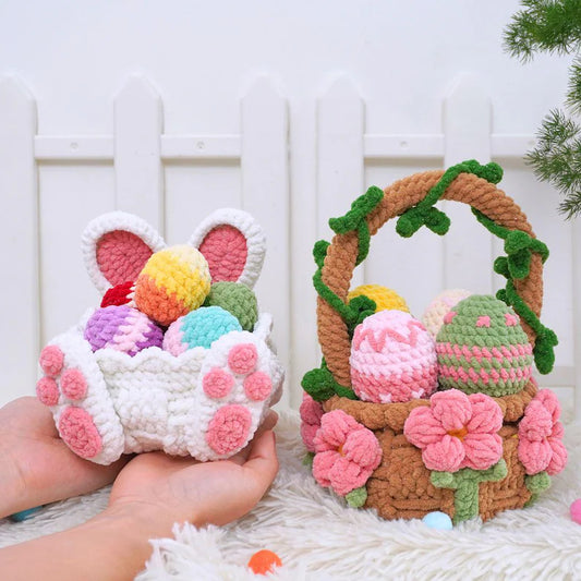 Bunny Treat Basket Crochet Pattern Bundle | Egg Bunny Pattern, Egg Basket Pattern, Easter Day Crochet Pattern, Amigurumi Crochet Patterns