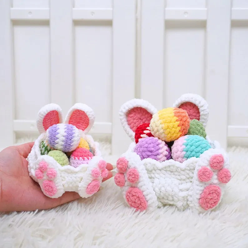 Bunny Treat Basket Crochet Pattern Bundle | Egg Bunny Pattern, Egg Basket Pattern, Easter Day Crochet Pattern, Amigurumi Crochet Patterns