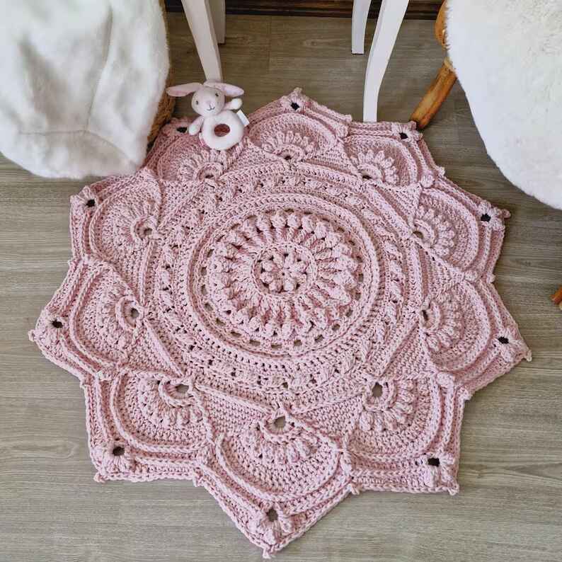 CROCHET PATTERN ~ Crochet doily pattern, floor rug pattern, floor mat pattern ~ Adinah Floor Rug pattern